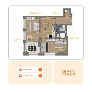 Bright 2BR - 8th floor, Balcony, Free Parking - by Gravity Prague