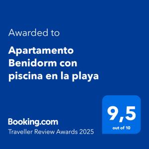 Apartamento Benidorm con piscina en la playa