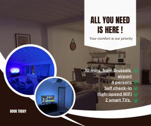 Appartement de Luxe Entièrement Rénové - Proche Aéroport de Bruxelles, Quartier Chic