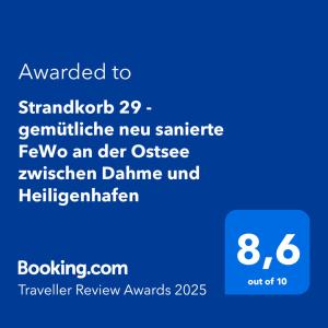 Strandkorb 29 - gemütliche neu sanierte FeWo an der Ostsee zwischen Dahme und Heiligenhafen