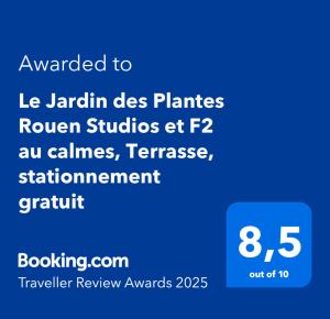 Appartements Le Jardin des Plantes Rouen Studios et F2 au calmes, Terrasse, stationnement gratuit : photos des chambres