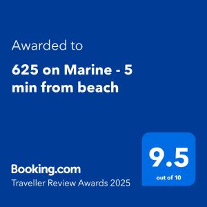 625 on Marine - 5 min from beach
