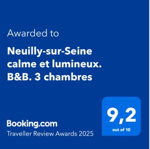 Neuilly-sur-Seine calme et lumineux. B&B. 3 chambres