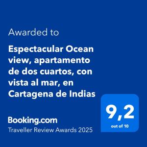 Espectacular Ocean view, apartamento de dos cuartos, con vista al mar, en Cartagena de Indias