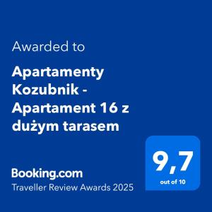 Apartamenty Kozubnik - Apartament 16 z dużym tarasem