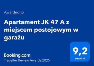 Apartament JK 47 A z miejscem postojowym w garażu