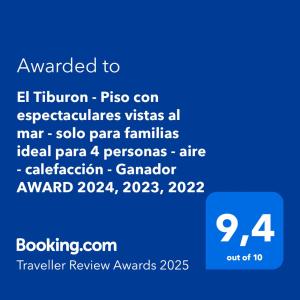 El Tiburon - Piso con espectaculares vistas al mar - solo para familias ideal para 4 personas - aire - calefacción - Ganador AWARD 2025, 2024, 2023, 2022