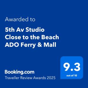 5th Av Studio Close to the Beach ADO Ferry & Mall