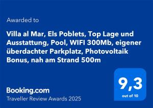 Villa al Mar, Els Poblets, Top Lage und Ausstattung, Pool, WIFI 300Mb, eigener überdachter Parkplatz, Photovoltaik Bonus, nah am Strand 500m