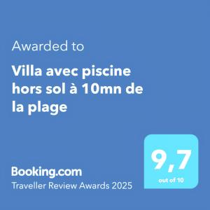 Maisons de vacances Villa avec piscine hors sol a 10mn de la plage : Maison 1 Chambre