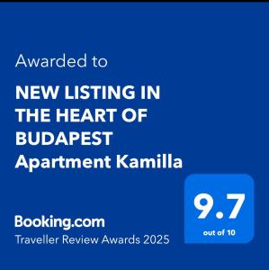 TRAVELERS AWARD WINNING PLACE IN THE HEART OF BUDAPEST Apartment Kamilla