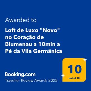 Loft de Luxo "Novo" no Coração de Blumenau a 10min a Pé da Vila Germânica