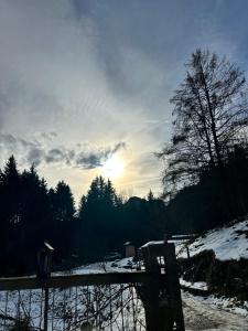 Bauwagen mit Bergblick