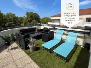 BnGo I Immense RoofTop Lyon I 2 chambres, 4 places parkings, 2 immenses terrasses, 8 personnes - 韦尼雪