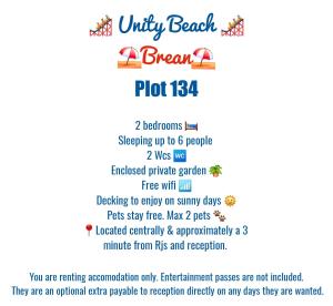 Spacious and modern - 134 UNITY BEACH HOLIDAY RESORT UNITY BREAN CENTRALLY LOCATED 6 birth 2 Pets stay free