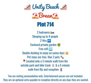 A beautiful 4 birth - 714 Unity Beach Holiday Resort Unity 2 pets stay free