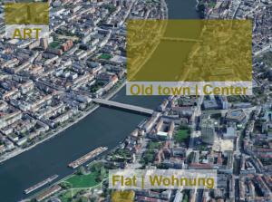 Old city center direct to river Rhine