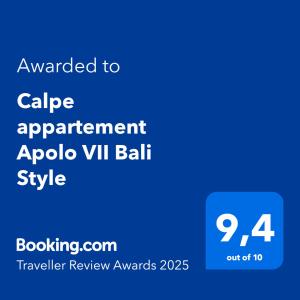 Calpe appartement Apolo VII Bali Style