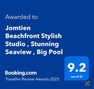 Jomtien Beachfront Stylish Studio , Stunning Seaview , Big Pool