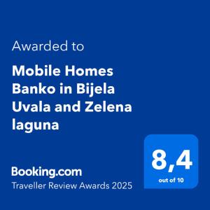 Mobile Homes Banko in Bijela Uvala and Zelena laguna
