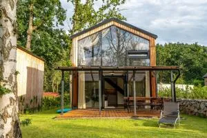 Moderní chata se zastřešenou terasou v docházkové vzdálenosti na pláž - Rabyně