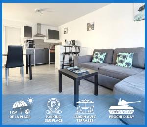 Maisons de vacances La brise marine apt rdc maison cour fermee parking et terrasse a 800 m plage Omaha beach avec table de ping pong proche Port en Bessin : photos des chambres