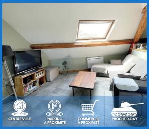 Les combles de l Aure Grand studio cosy confortable classé 3 étoiles centre Bayeux 2 mn à pied cathédrale proche plages du débarquement - アパートメント, バイユー