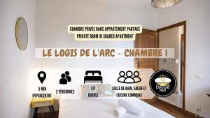 Appartements Le Logis de l-Arc - Chambre 1 - 5min Hypercentre : Chambre Double Standard avec Salle de Bains Commune