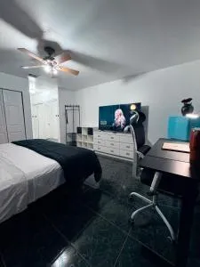 Miami Peaceful King Bed with 65 Inch Smart TV, Netflix, AirPlay, Ergonomic Desk and 500 Mbps WiFi near FIU, Dolphin Mall, Airport - Coopertown