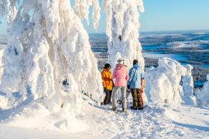 Kelo 24, kahden makuuhuoneen kelomökki Syötteellä, valaistun ladun vieressä