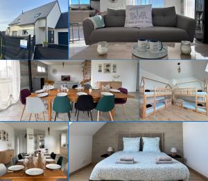 Les Voiles, maison bien équipée 10 p 2 sdb, 2 WC, spacieuse lumineuse avec jardin clos, garage, terrasse, parking privatif, à 950 m de la plage dAsnelles et tous commerces, près de Bayeux et Arromanches, chiens bienvenus