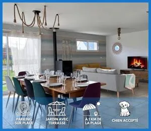 Les Voiles, maison bien équipée 10 p spacieuse lumineuse avec jardin clos, garage, terrasse, parking à 950 m de la plage d'Asnelles et tous commerces, près de Bayeux et Arromanches - Meuvaines