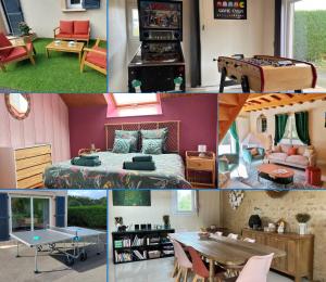 Maisons de vacances Le So Art, grande maison 4 chambres, terrain de petanque, grand jardin clos, flipper, babyfoot, jeux Arcade, ping pong,1 km mer, proche golf, Port en Bessin, Bayeux et plages du debarquement, adaptee enfants : photos des chambres