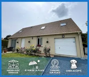 Saint Ho Mer Maison lumineuse vue mer 8 pers 4 chambres 2 sdb 2 WC étage rénové en 2025 belle terrasse grand jardin clos parking 8 mn à pied petite plage grand jardin près de Port en Bessin, Bayeux et plage Omaha beach - Russy