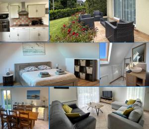 Saint Ho Mer Maison lumineuse vue mer 8 pers 4 chambres 2 sdb 2 WC étage rénové en 2025 belle terrasse grand jardin clos parking 8 mn à pied petite plage grand jardin près de Port en Bessin, Bayeux et plage Omaha beach