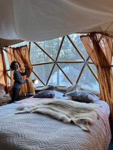 Private Jacuzzi Igloo bedroom in Aurora Lounge Hotel with shared sauna and pet friendly