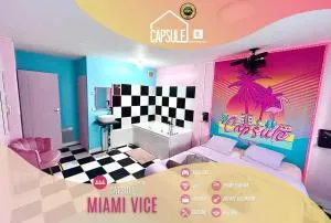 Capsule Miami Vice - Jacuzzi - Billard - Ecran cinéma & Netflix - Ping-Pong - Nintendo & Jeux- - Mazingarbe