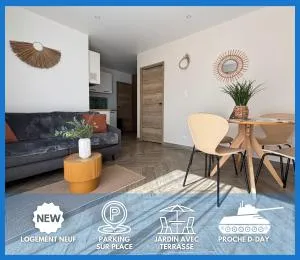 Champ de blé Apt neuf indépendant dans maison contemporaine plain pied décoration soignée tout confort terrasse aménagée, grand terrain parking privé à 15 mn de Caen et 10 mn deBayeux proche plages du débarquement - Cristot