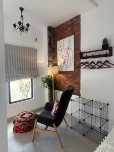A room in a horse farm with pyramid view from terraces