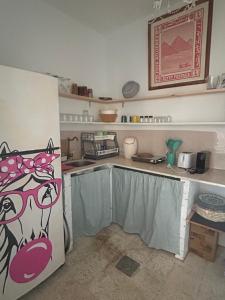 A room in a horse farm with pyramid view from terraces