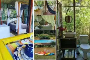 Casa de Vidro na Mata, com Lago, cachoeira, caiaque, Stand up, escorregador no lago - مورانجابا