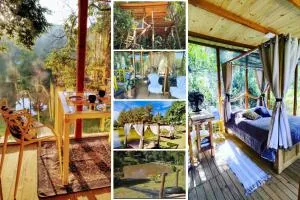 Casa de Vidro II com Lago, cachoeira, piscina, caiaque, escorrega no Lago - 90km de São Paulo - 伊塔蒂巴