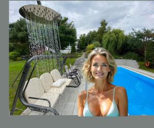 Uroczy domek i apartament nad samym jeziorem z basenem