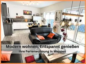 Ferienhaus "Golden Delicious" Meppen Ebenerdig Carport Terrasse Neubau NETFLIX Free WIFI 2 Schlafzimmer Küche GästeWC - 梅彭
