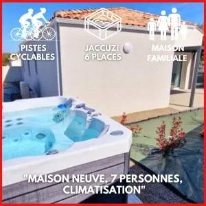 "LE BONHEUR EST DANS LE VEILLON" Maison neuve 3 chambres de 2025, 7 personnes, avec jacuzzi 6 personnes et climatisation réversible - Talmont