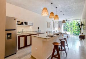 Tulum Center family double suite four guest with free parking pool AC kitchenette near Beach