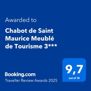 Chabot de Saint Maurice Meublé de Tourisme 3***