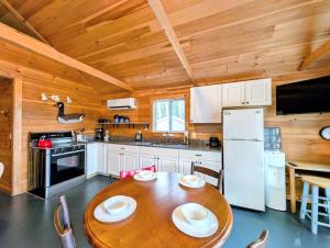 Cabin and Canvas Lakefront Retreat family beach 1dog fire pit