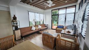 Inn the Mountain a farm house on a foggy farm hill