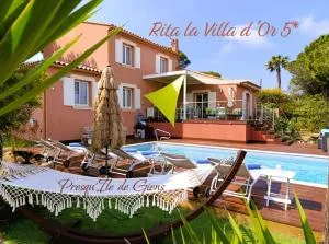 Superbe Villa 5étoiles Presqu'Île de Giens Rita la Villa d'Or vue mer piscine - 耶尔